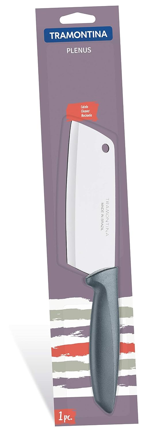 Tramontina Plenus 5-Inch Cleaver Knife – Stainless Steel Blade with Gray Polypropylene Handle, Dishwasher Safe, Ideal for Meat and Bone Cutting
