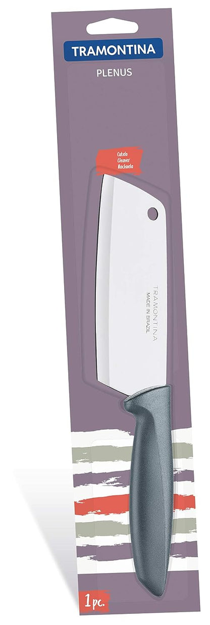 Tramontina Plenus 5-Inch Cleaver Knife – Stainless Steel Blade with Gray Polypropylene Handle, Dishwasher Safe, Ideal for Meat and Bone Cutting