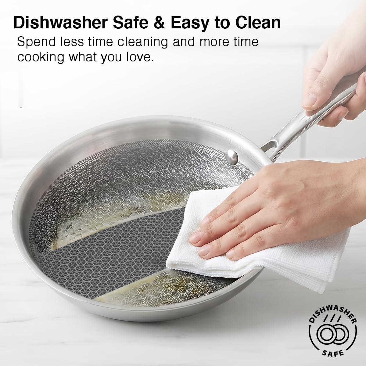 Prestige 24cm/1.7L Tri-Ply Stainless Steel Hexamagic Fry Pan with Lid|Honeycomb Structure|Durability of Triply|Metal Spoon Friendly|Gas & Induction Compatible|Dishwasher Safe|Low Oil Consumption|Grey