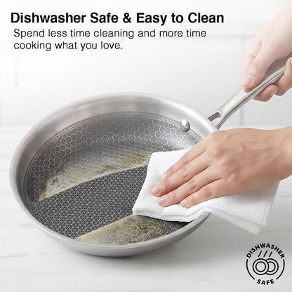 Prestige 24cm/1.7L Tri-Ply Stainless Steel Hexamagic Fry Pan with Lid|Honeycomb Structure|Durability of Triply|Metal Spoon Friendly|Gas & Induction Compatible|Dishwasher Safe|Low Oil Consumption|Grey