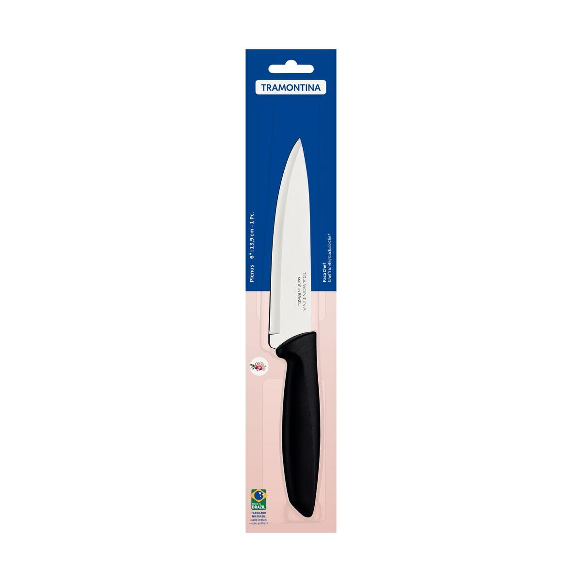 Tramontina Plenus 6-Inch Chef’s Knife – Stainless Steel Blade with Black Polypropylene Handle, Dishwasher Safe, Multipurpose Kitchen Knife