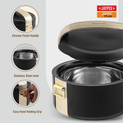 JAYPEE Regalia Inner Stainless Steel Casserole Set of 3 Serving casserole Set Black