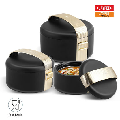 JAYPEE Regalia Inner Stainless Steel Casserole Set of 3 Serving casserole Set Black