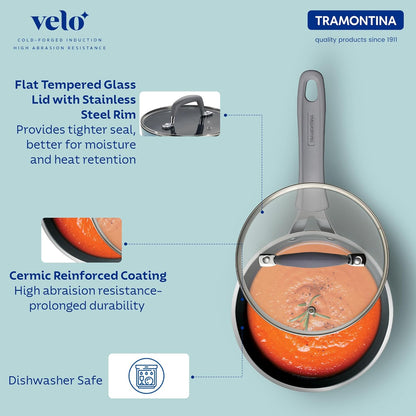 Tramontina Velo 16cm / 1.9L Forged with Ceramic Reinforced Interior Sauce Pan with GlassLid