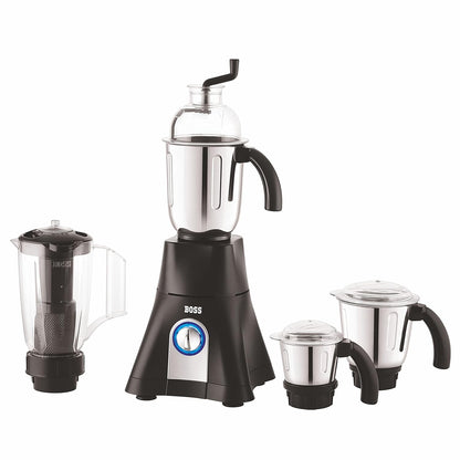 Boss Cyclone Maxx  Mixer Grinder, 900 Watt Power Grind, 4-Jars, Black