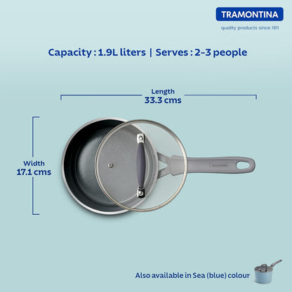 Tramontina Velo 16cm / 1.9L Forged with Ceramic Reinforced Interior Sauce Pan with Glass Lid