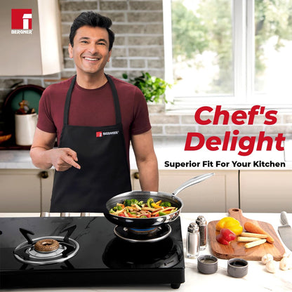 Bergner Hi-Tech TriPly Stainless Steel 20cm Frypan, Honeycomb Non-Stick Coating Frying Pan