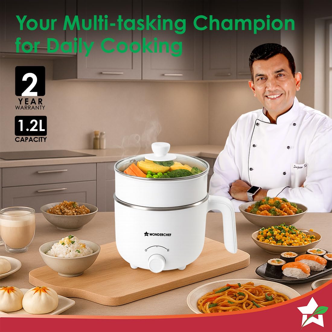 Wonderchef Luxe Multi Cook Kettle 1.2 L 600W