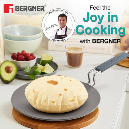 Bergner Triply Argent Ceramic 22cm Roti Tawa - Induction Compatible