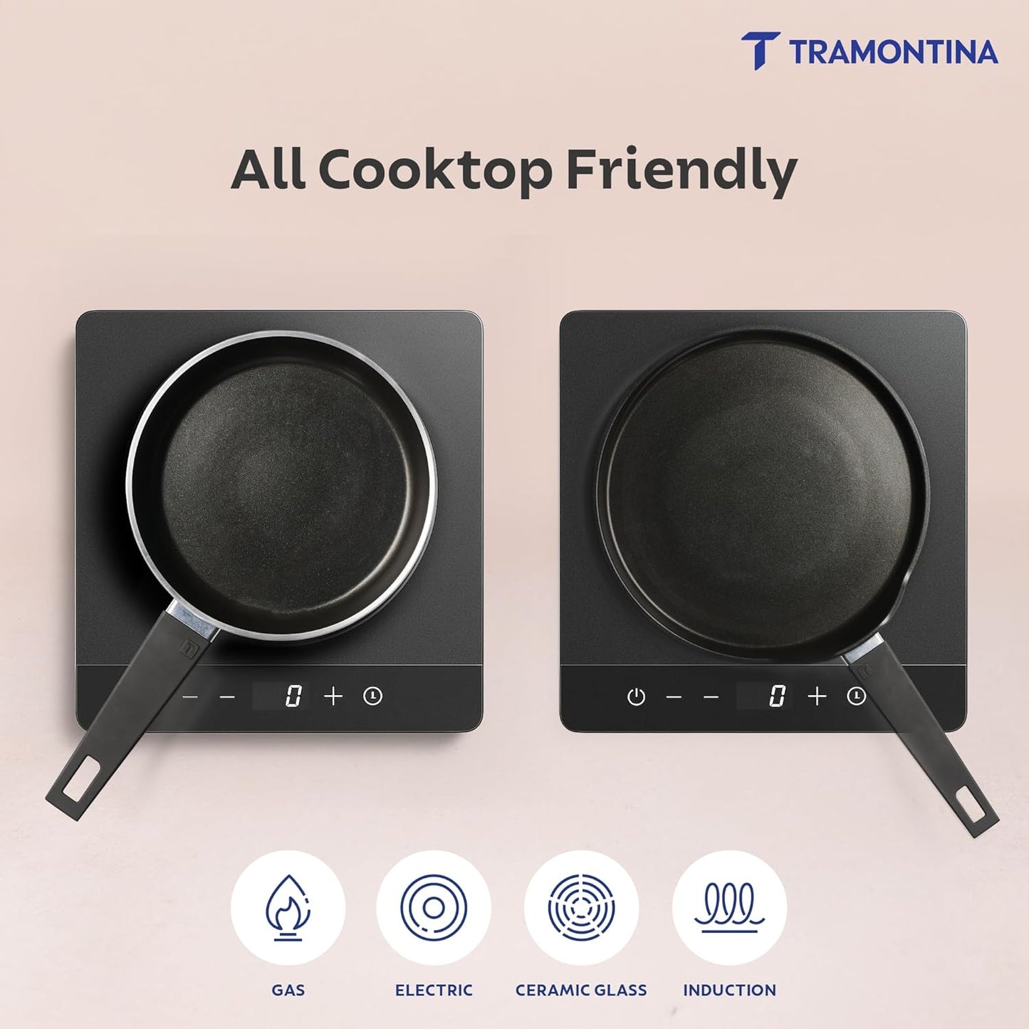 TRAMONTINA Chroma Cookware Set of 2 - Fry Pan 20 cm & Dosa Tawa 28 cm Ceramic