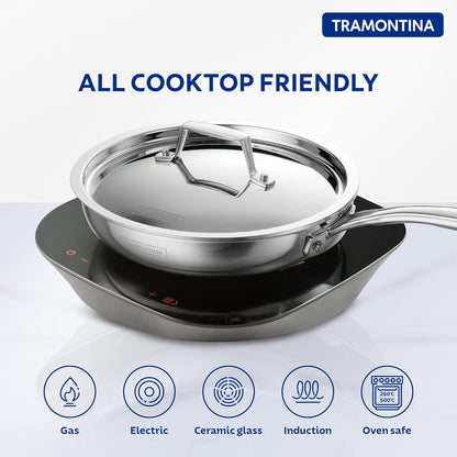 TRAMONTINA Fusao Healthy Triply Ceramic 20Cm Frypan Ex+ with Ss 304 Lid