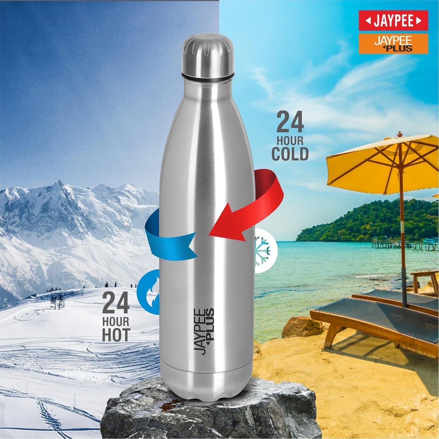 Jaypee Plus Alpha Vaccum Insulated Double Wall Thermosteel Flask 750 ml Water Bottle