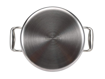 BERGNER Hitech Triply Stainless Steel Scratch Resistant Non Stick Serving Pan With Glass Lid, 28 cm, 5.7 Litres
