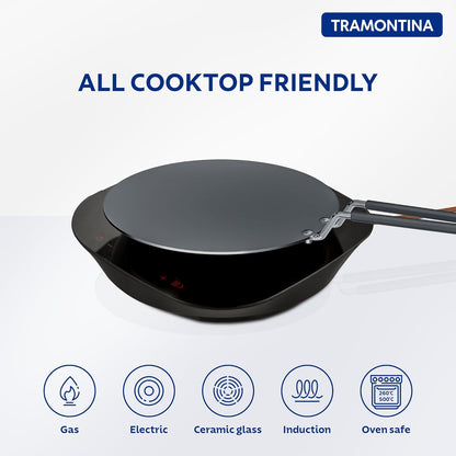 TRAMONTINA FUSAO EX+ 26cm Triply Stainless Steel Ceramic Coated Concave Tawa Roti Tawa