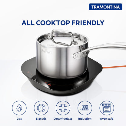 TRAMONTINA Fusao Healthy Triply Ceramic 16cm / 2.1L Sauce Pan EX+ with SS 304 lid