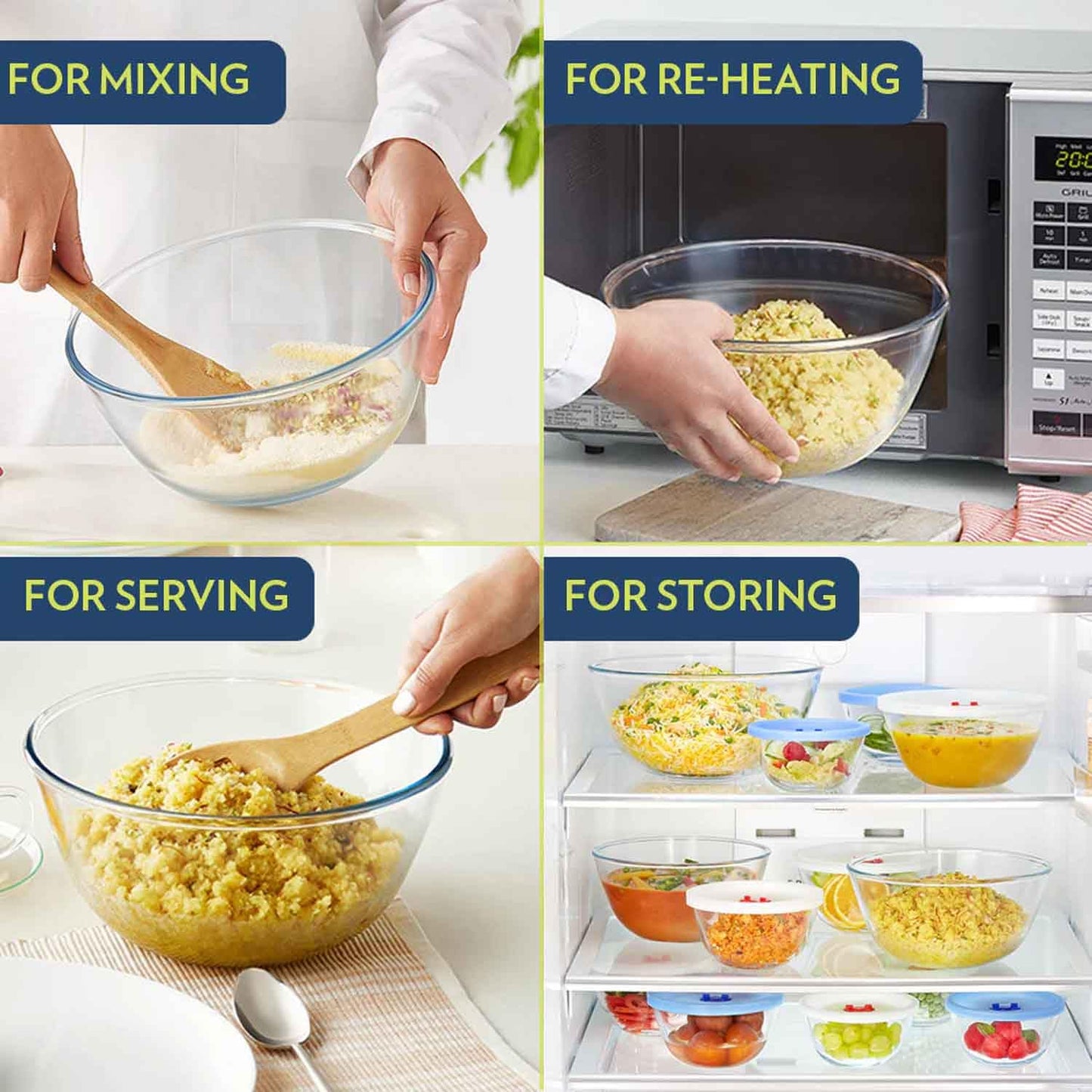 Borosil 4.4 L Round Shape Serving & Mixing Bowl