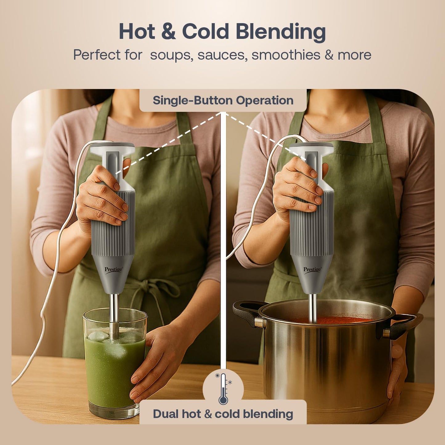 Prestige Grey Steel Shaft 250W Electric Hand Blender