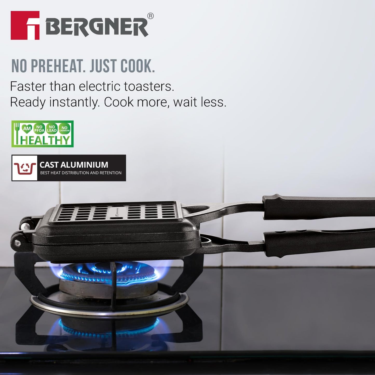 Bergner  Senator Waffle Maker for Crispy Waffle at Home - Gas Stove Compatible