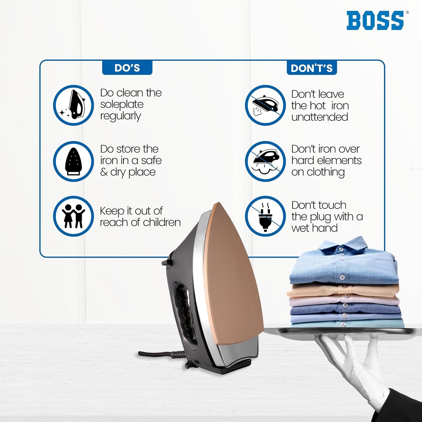 BOSS Nero Heavyweight 1000 watts Stainless Steel Dry Iron