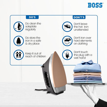 BOSS Nero Heavyweight 1000 watts Stainless Steel Dry Iron