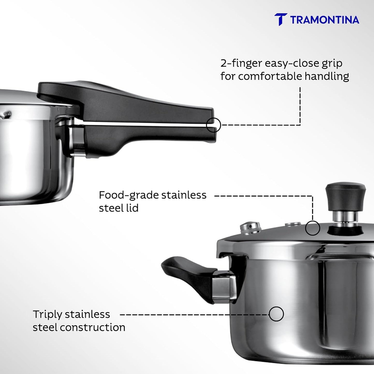 Tramontina Aero Arc 3.5L Tri-Ply Stainless Steel Pressure Pan