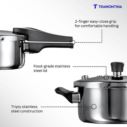 Tramontina Aero Arc 3.5L Tri-Ply Stainless Steel Pressure Pan