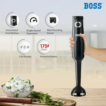 BOSS Classic+ Hand Blender 175W with 3 Stainless Steel Blades