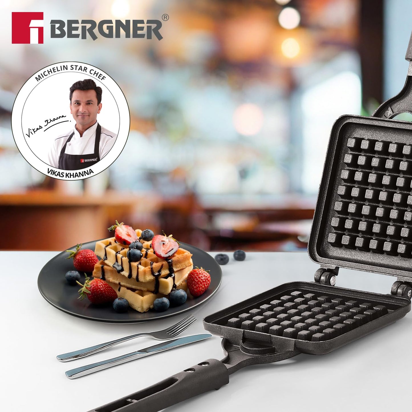 Bergner  Senator Waffle Maker for Crispy Waffle at Home - Gas Stove Compatible