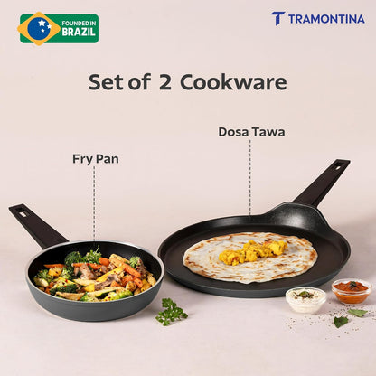 TRAMONTINA Chroma Cookware Set of 2 - Fry Pan 20 cm & Dosa Tawa 28 cm Ceramic