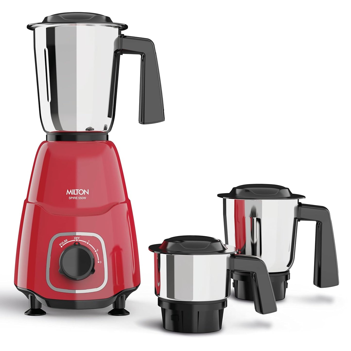Milton Spire Mixer Grinder, ISI Certified, Grindstone Blade Technology, 3 Jar, 550 W