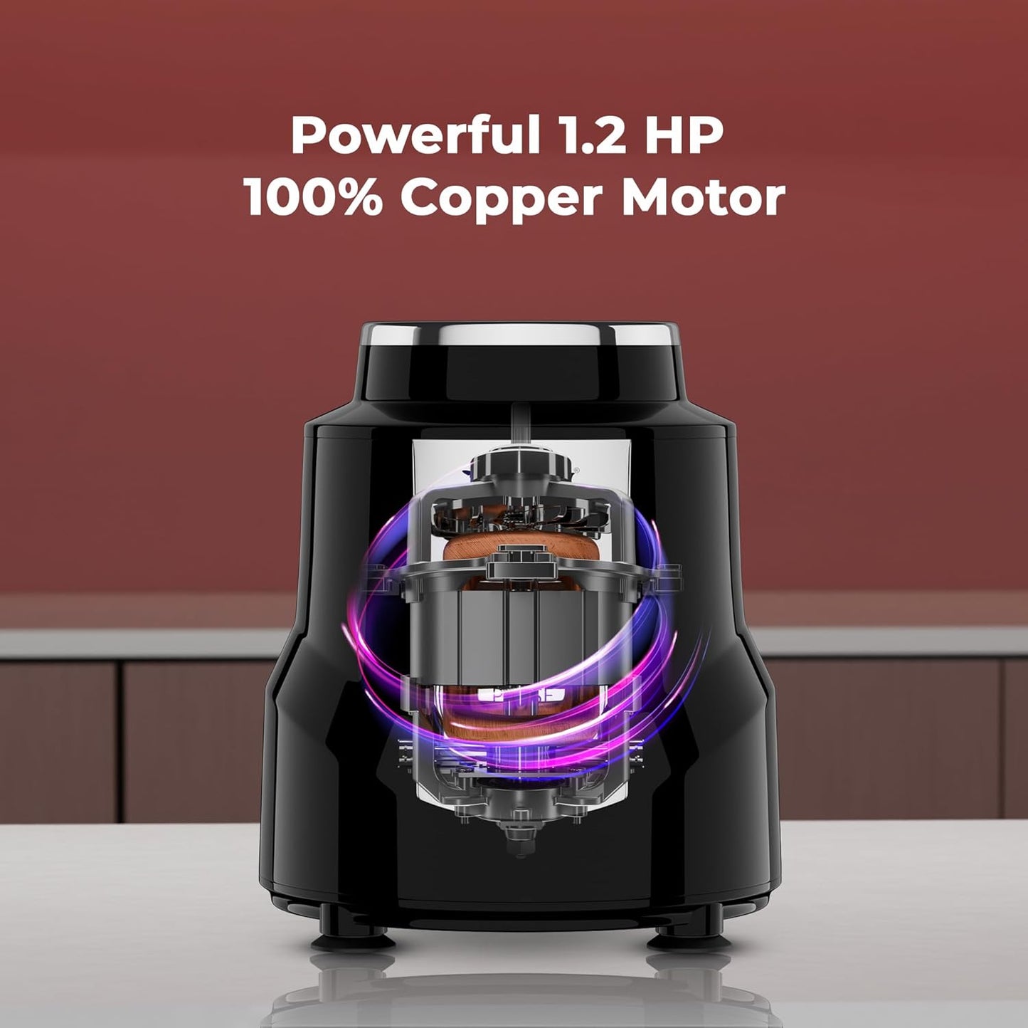 Butterfly Magnum 1.2HP Mixer Grinder with 4 Jars | 100% Copper Motor | 3 Stainless Steel Multipurpose Jars and 1 Juicer Jar | ABS Body | Handsfree Operation | Lifetime Motor Warranty| Black