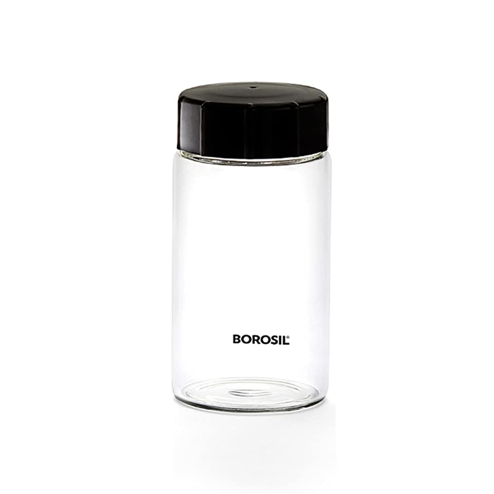 Borosil 250ml 4pc Neo Glass Spice Jar Set with PP Lid | Borosilicate Glass Storage Organiser | Microwave & Dishwasher Safe Kitchen Containers for Spices, Snacks, Grains, Dals | Transparent