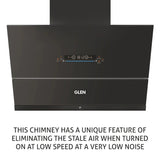 Glen Auto Clean Glass Filterless Chimney with Inverter Technology, BLDC Motor 60 cm 1400 m3/h -Black (6074 AC)