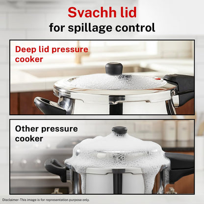 Prestige 3 Litre Triply Svachh Handi Outerlid Pressure Cooker|Deep lid for spillage control|Gas & Induction Compatible|Triply body for even heating|Gasket Release System|5 Years warranty|ISI certified