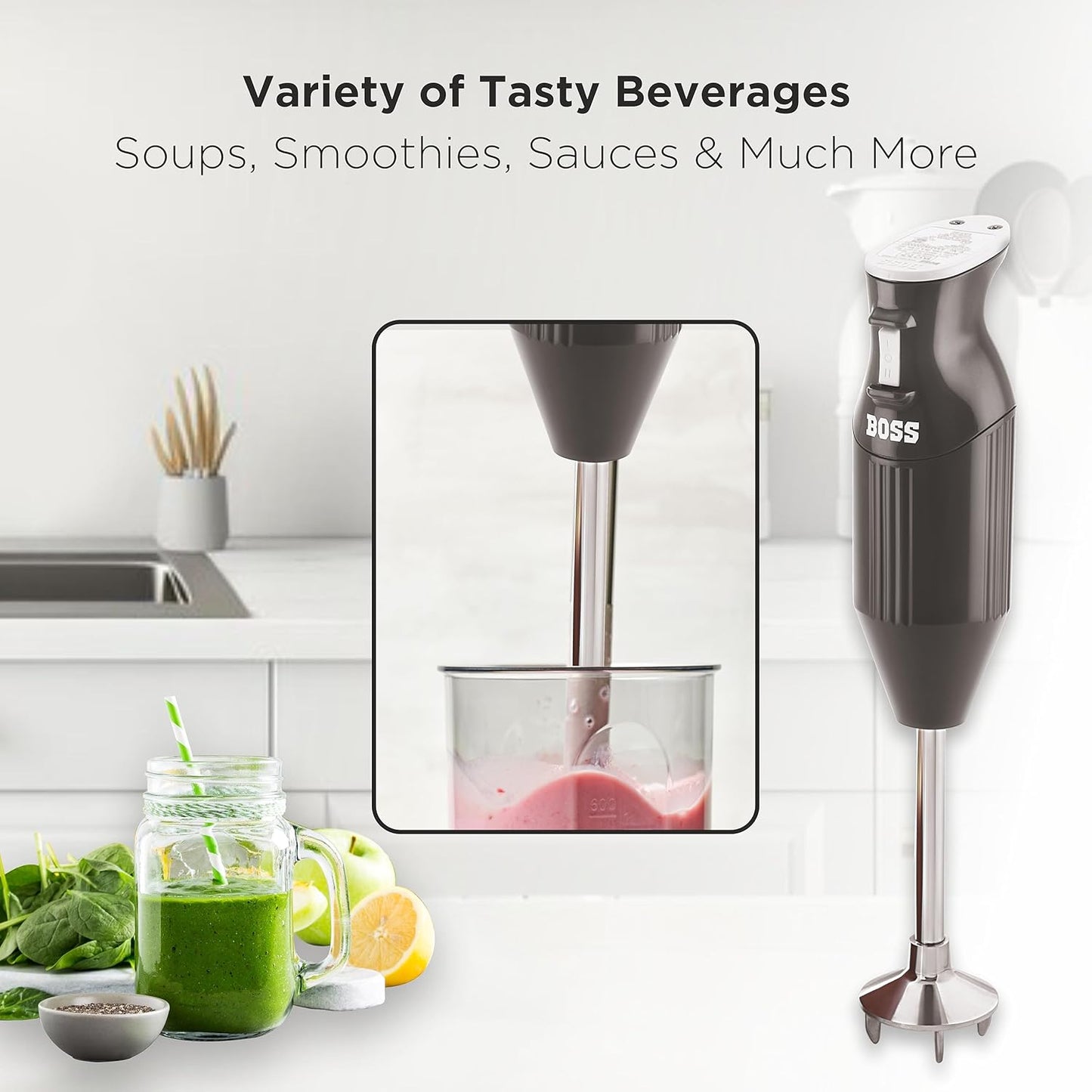 BOSS Stainless Steel B132 Portable Hand Blender 225W - Watt