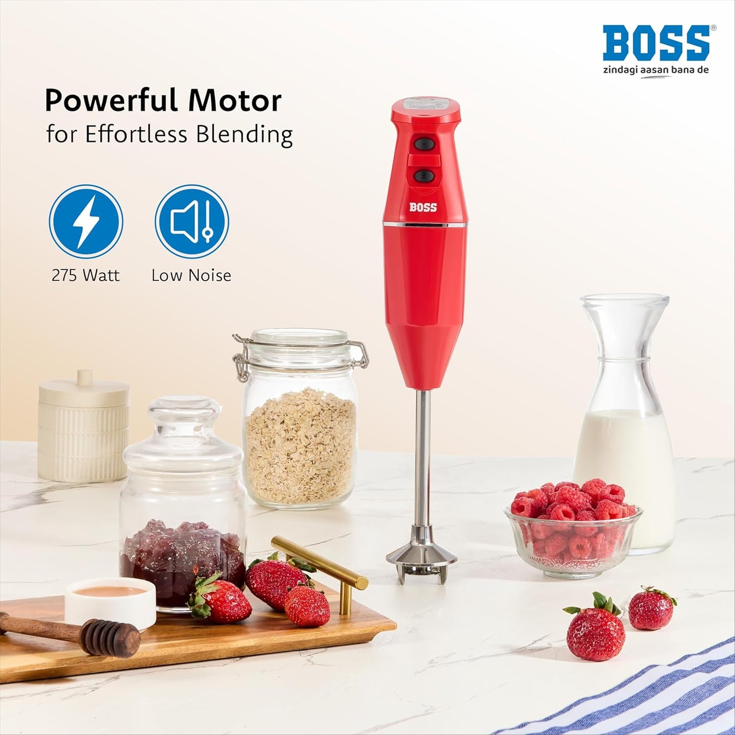 BOSS Crystal Hand Blender 275W designed Aerator Blade