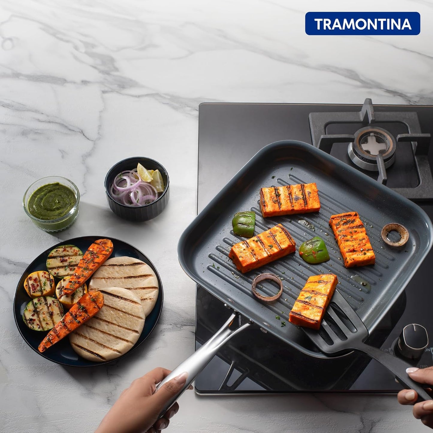 Tramontina FUSAO EX+ 26cm Triply Stainless Steel Ceramic Coated Grill Pan