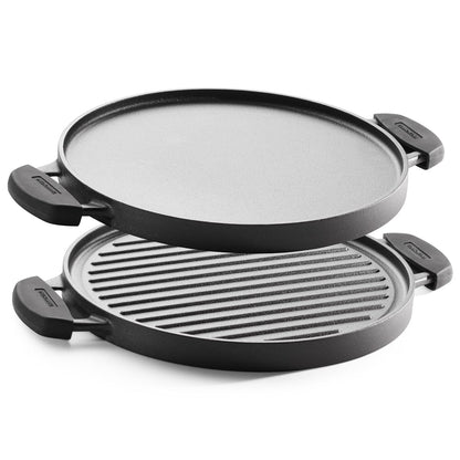 TRAMONTINA TITANEX 30cm Reversible Cast Iron Grill Pan/Tawa Pre-Seasoned 2-in-1 Pan