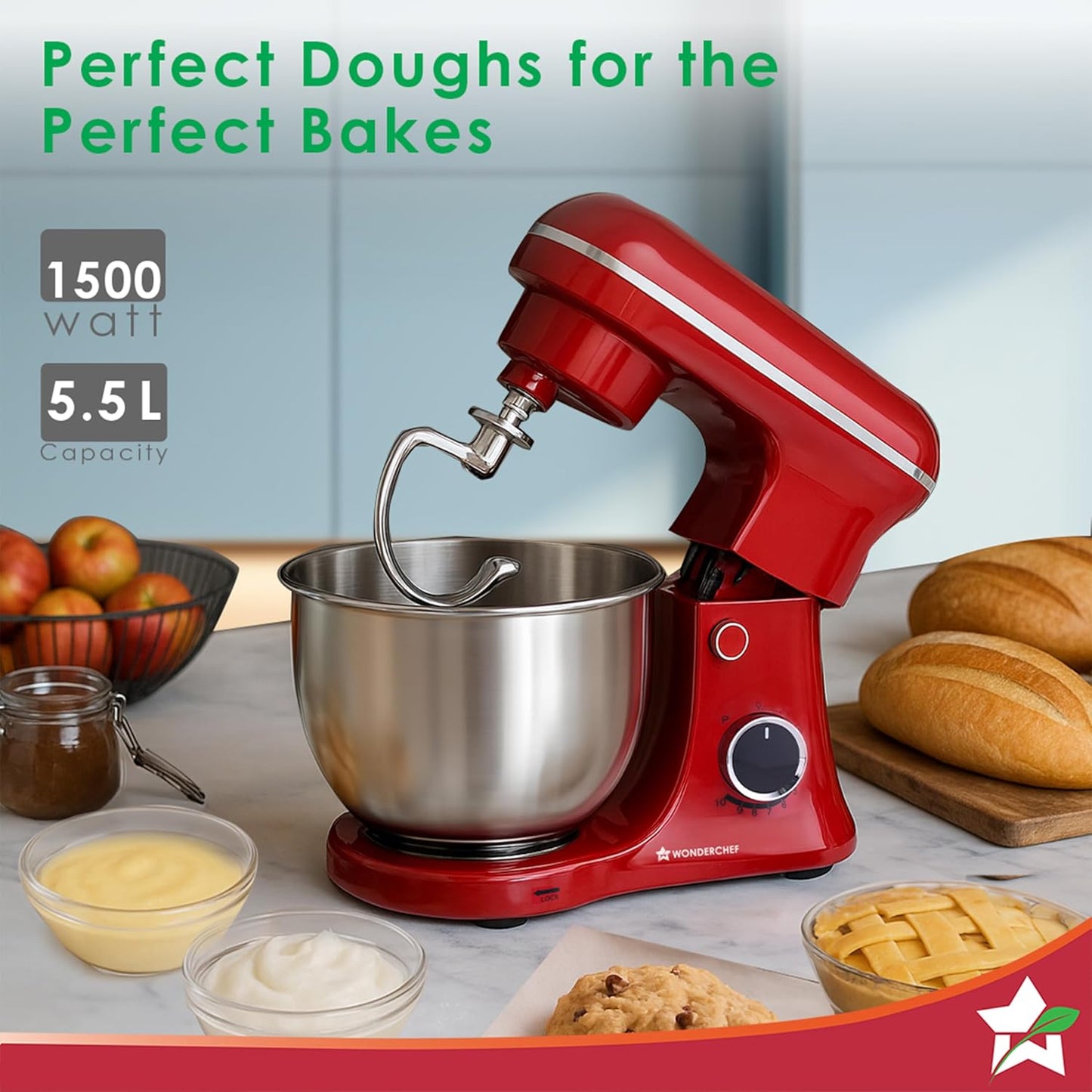 Wonderchef Regalia Neo Stand Mixer, 5.5 L Stainless-Steel Bowl
