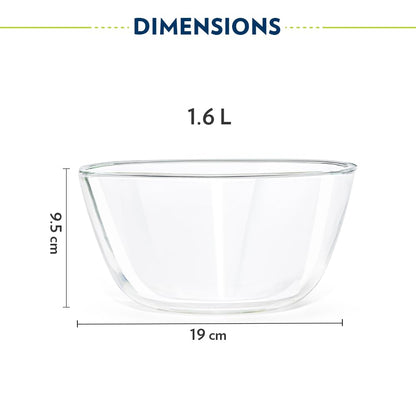 Borosil 1.6 L Square Shape Serving & Mixing Bowl | Borosilicate Glass Bowl for Kitchen & Dinning | Bowl for Mixing Dough, Salad, Batter | Microwave & Dishwasher Safe | Transparent