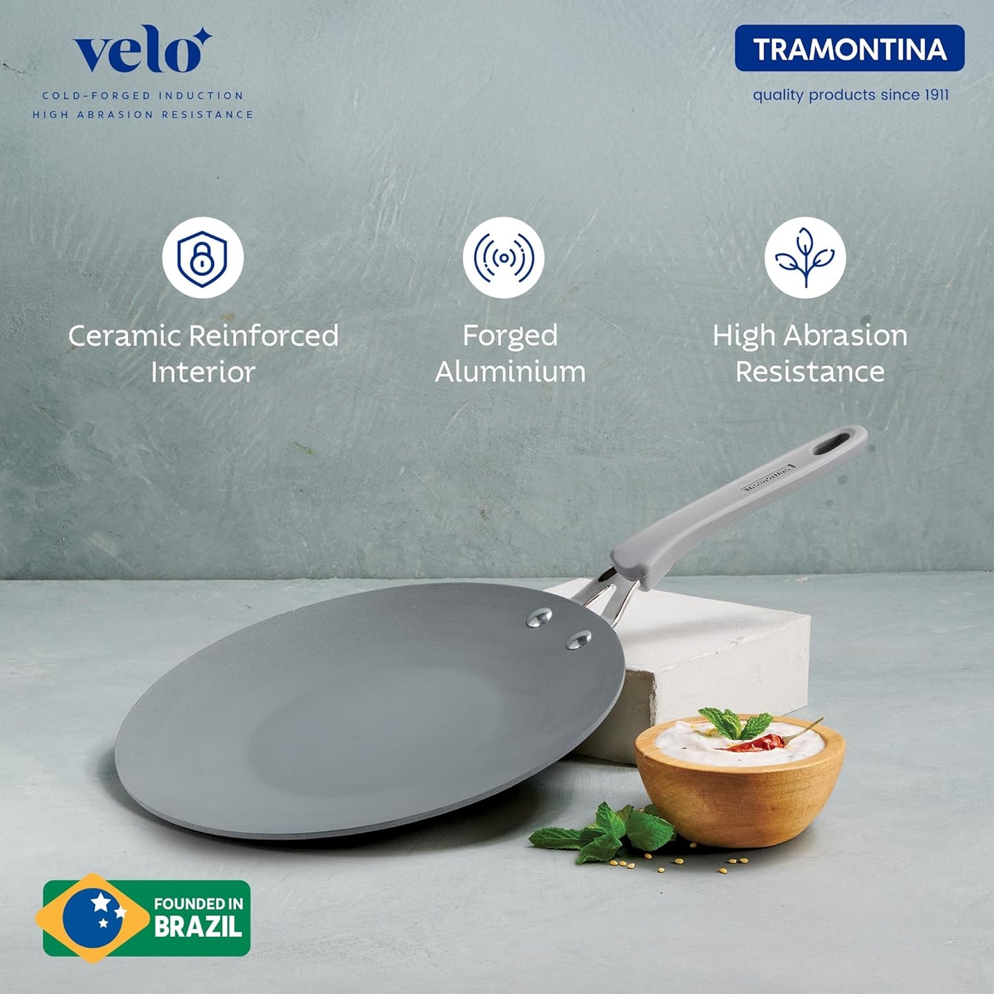 TRAMONTINA Velo 26cm Forged with Ceramic Reinforced Interior Roti Tawa