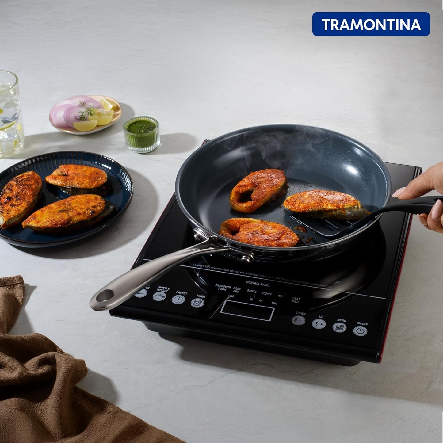 TRAMONTINA Fusao Healthy Triply Ceramic 20Cm Frypan Ex+ with Ss 304 Lid