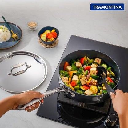Tramontina Fusao EX+ 24cm Triply Ceramic Deep Sauté Pan with SS Lid