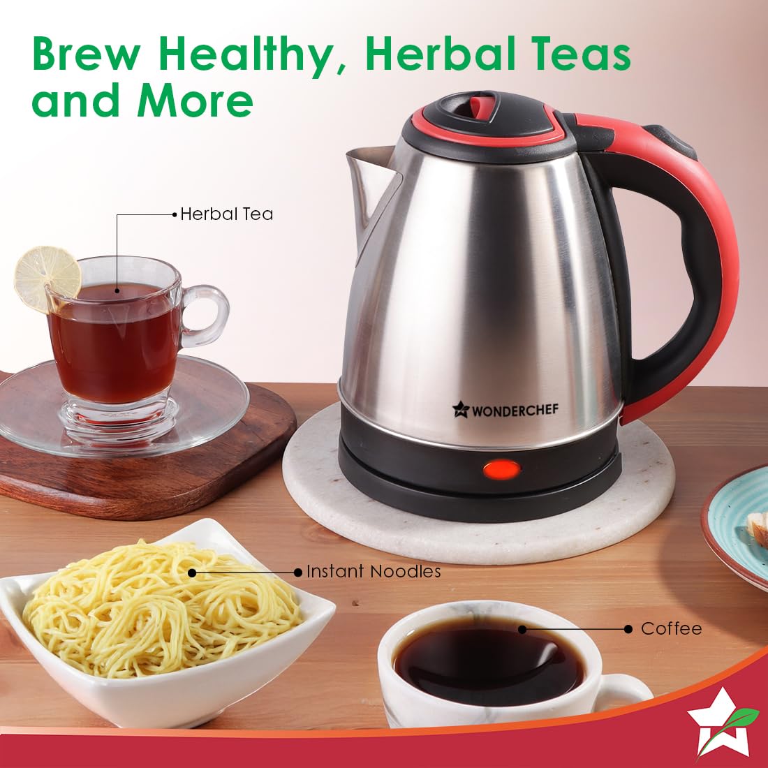 Wonderchef Essenza Electric Kettle | 1.5L | Stainless-steel Body | 1350W | Rapid Boiling in 5 Mins | Boil Water for Tea, Coffee, Instant Recipes | Auto Shut-off | Boil Dry Protection | 2-Year Warranty