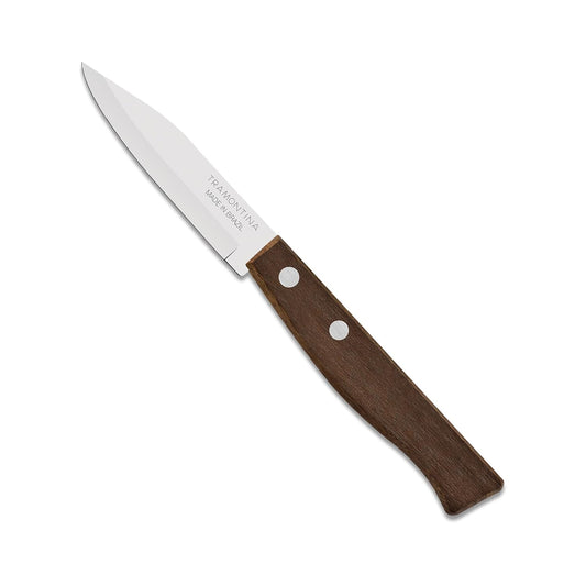 TRAMONTINA Tradicional Stainless Steel Vegetable and Fruit Knife / 7.6cm /3" | Brown | Straight/Plain Edge Knife | Brazilian Ipê Wood Handle | 5 Year Warranty