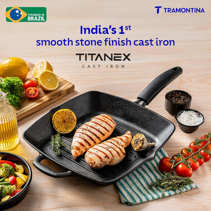 Tramontina Titanex 27 cm Pre-Seasoned Cast Iron Grill Pan