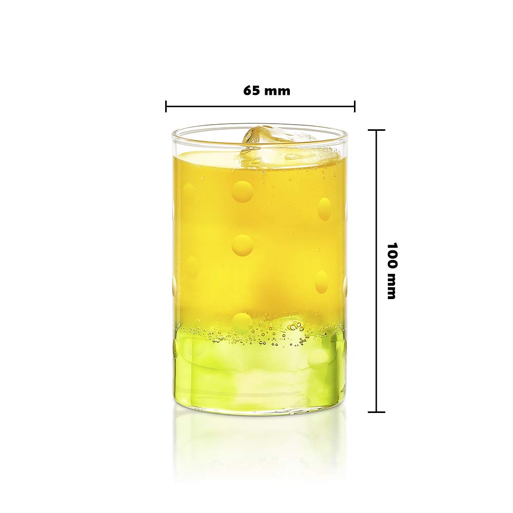 Borosil 295ml 6pc Transparent Drinking Glass | Borosilicate Glass Tumblers for Water, Cold Drinks, Juice | Flame Proof, Microwave & Dishwasher Safe | for Daily use & Gifting (Medallions)