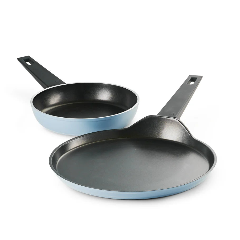 Tramontina Chroma Forged Cookware Set of 2 Fry Pan 20 cm & DosaTawa 28 cm Blue