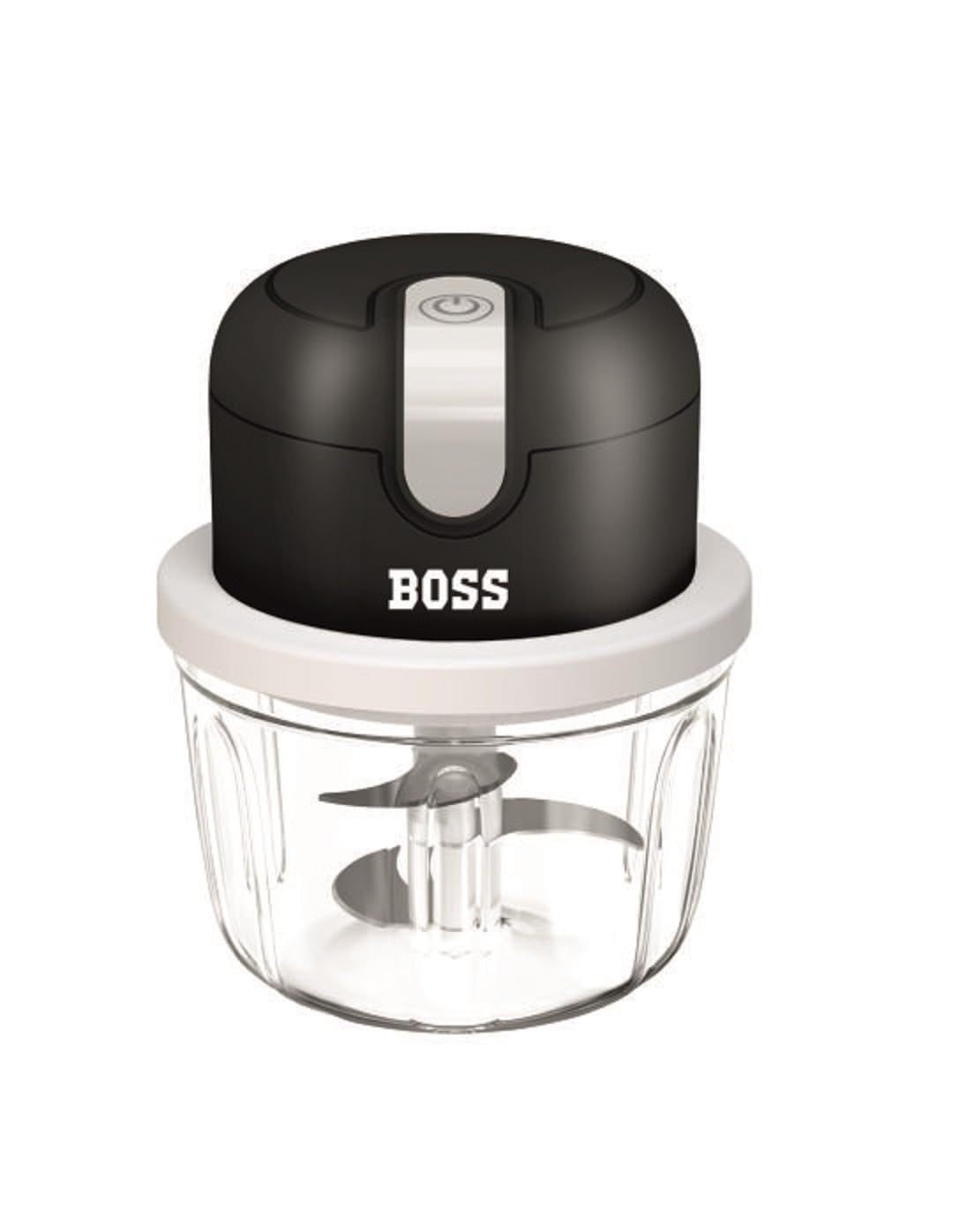 BOSS USB Rechargeable Wireless Electric Chopper with Stainless Steel Blades, One Touch Operation, 10 Seconds Chopping, Mincing Vegetable - 350 ML, 40 Watts, Black