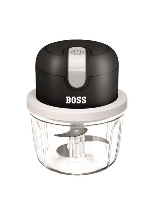 BOSS USB Rechargeable Wireless Electric Chopper with Stainless Steel Blades, One Touch Operation, 10 Seconds Chopping, Mincing Vegetable - 350 ML, 40 Watts, Black